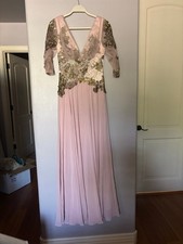 Women's Julian Joyce Pink Gold Sequin Lace Maxi Dress Size 4
