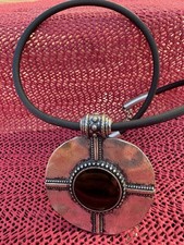 Kette Modeschmuck Medaillon Mit Lederband