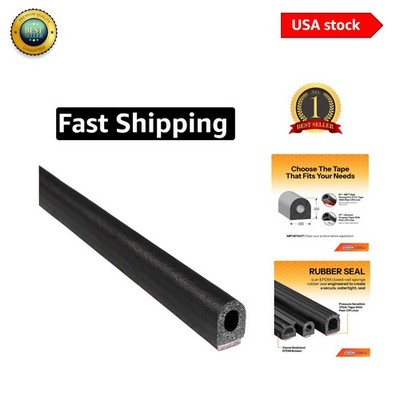 0.437 Inch D-Shaped Rubber Seal - 25 ft with High-Strength 3M Bond for Cars, RVs