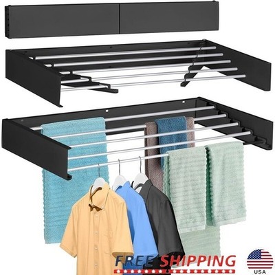 Wall Mounted Clothes Drying Rack Space Saving Foldable Aluminum Easy Install New