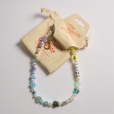 NWT Little Words Project Beaded Charm Keychain Phone Strap Friendship Bracelet
