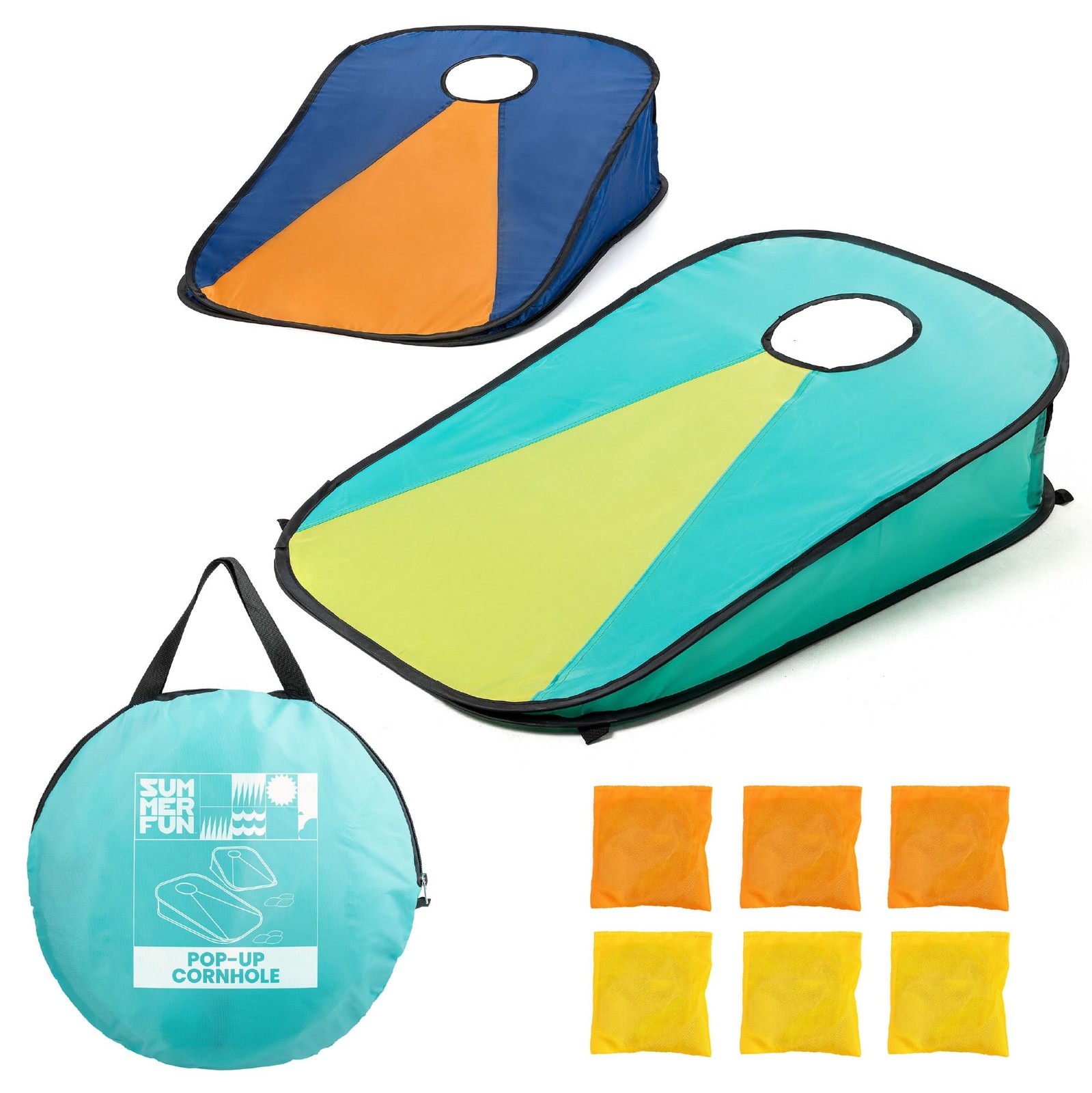 Toyrific Summer Fun Pop-Up Cornhole Game Set Portable Bean Bag Toss Game with C 10690₽
