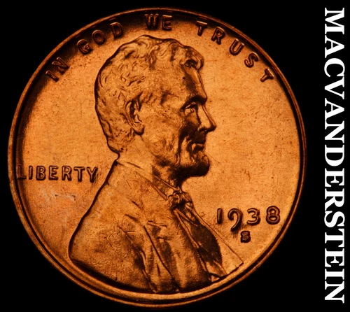 1938-S Lincoln Wheat Cent-Choice Gem BU Red Lustrous No Reserve #i6551