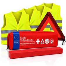 Produktbild - KFZ Kombitasche DIN13164 Verbandstasche Warndreieck 4x Warnweste Erste-Hilfe Set