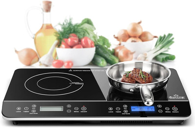 Duxtop LCD Portable Double Induction Cooktop 1800W Digital Electric Countertop B