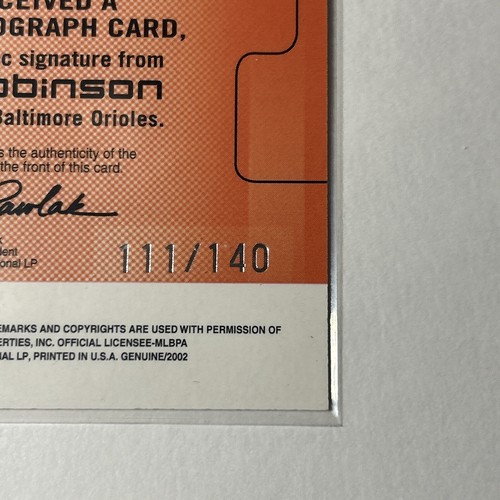 Brooks Robinson Auto 2002 Fleer Genuine Ink # Of 140 Orioles - Picture 7 of 10