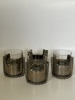 GUCCI MODERN STEEL SILVER CHAIN CUP GLASS HOLDERS VINTAGE ITALIAN ITALY RARE