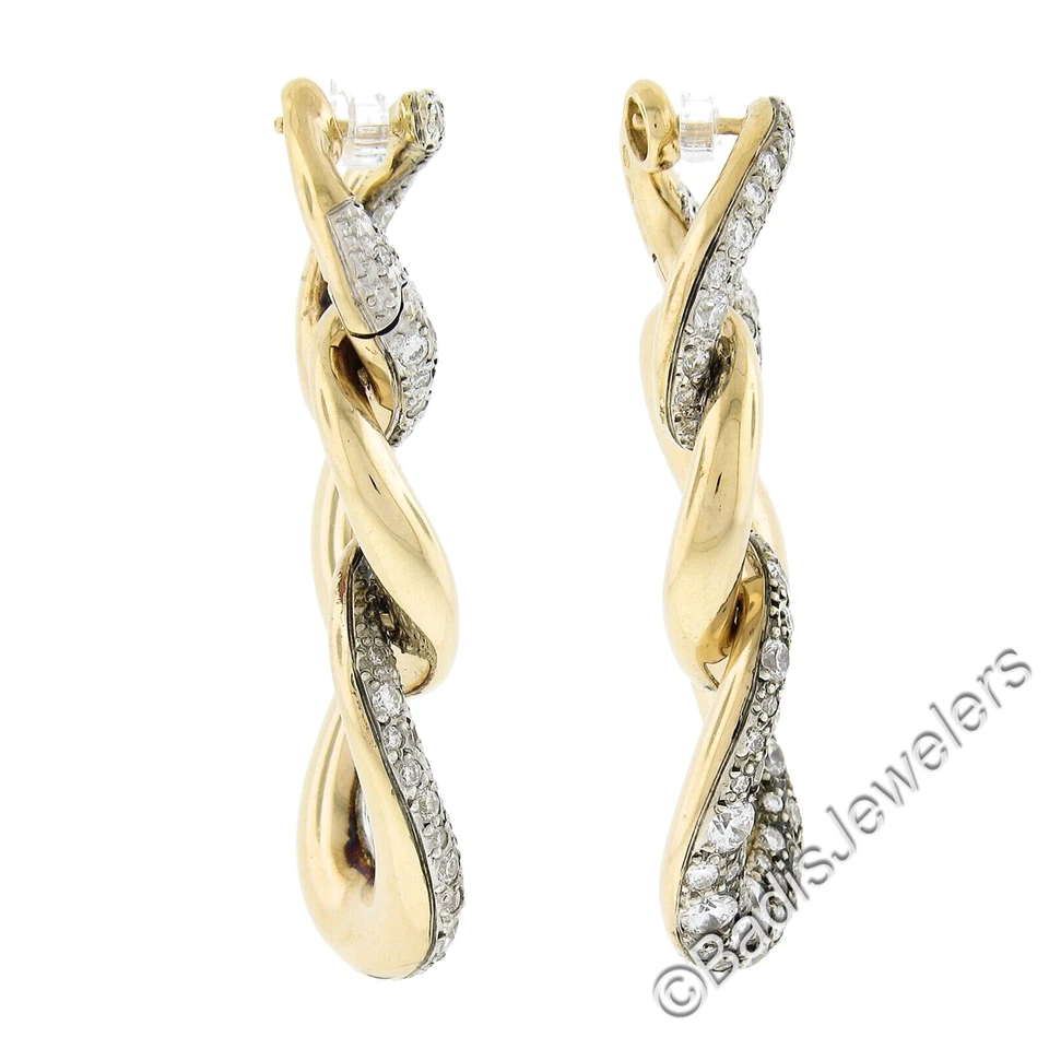 Pendientes colgantes Pomellato Tango de oro y plata de 18 quilates con pavé de diamantes de 4,53 quilates Foto 4 de 4