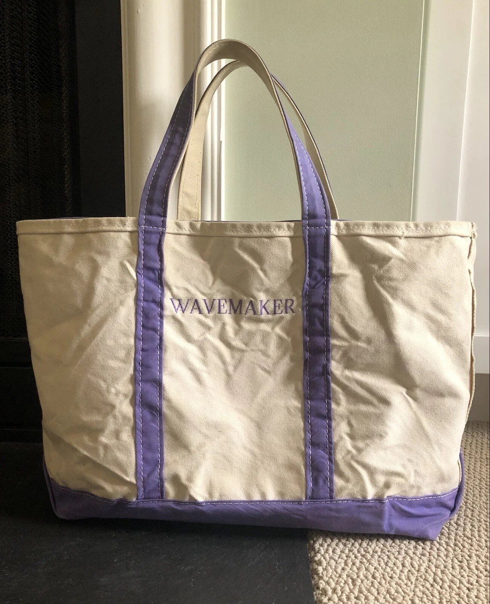 Vintage LL Bean Boat and Tote Zip Top Canvas Purple Lilac Maine USA Zipper  Vtg