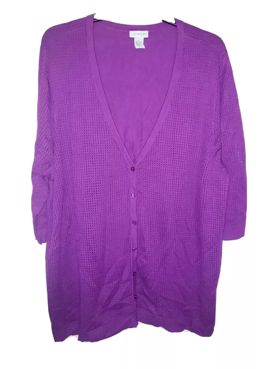Womens Catherines Purple Button Up Cardigan Sweater Plus Size 4X