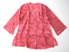 Vtg Victoria's Secret Pink Satin Floral Button Down Long Sleeve Nightgown M/L