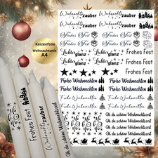 Kerzenfolie Weihnachten A4 | Schriftfarbe Wei&szlig; oder Schwarz