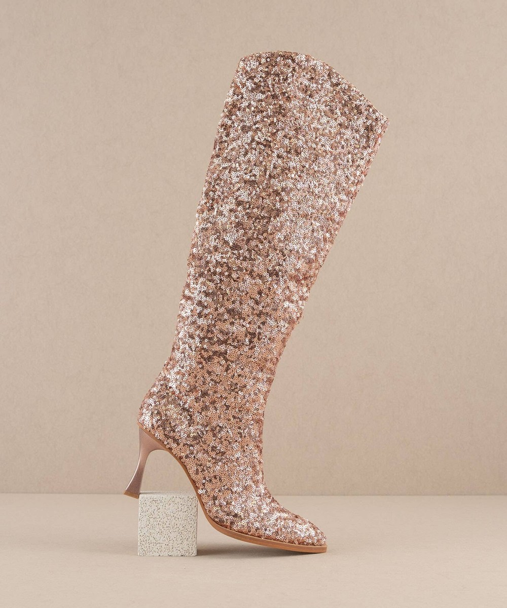 rose gold glitter boots