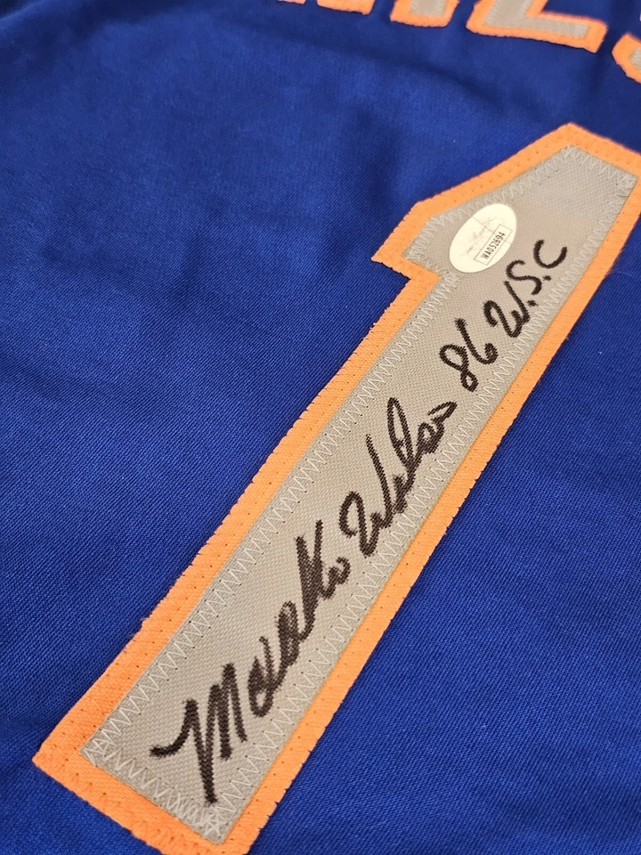 Mookie Wilson Autographed/Signed Jersey JSA Sticker Blue Custom Jersey - Image 2 of 4