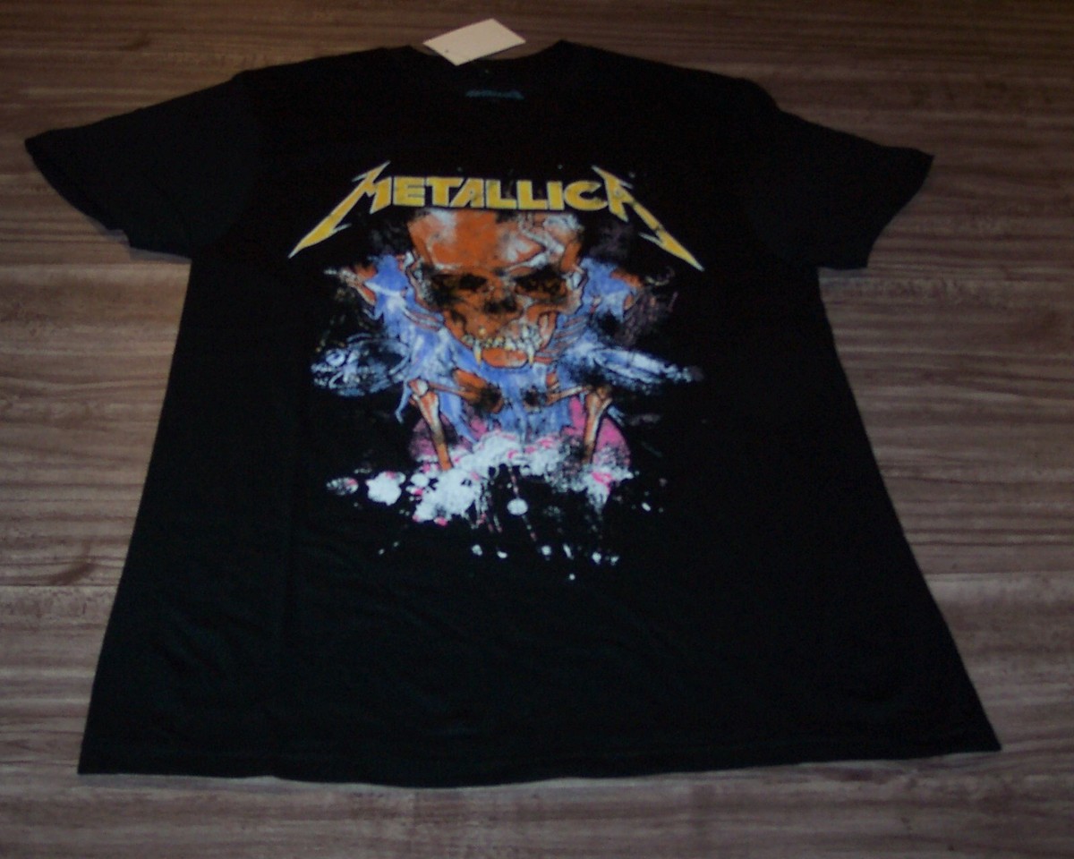 VINTAGE STYLE METALLICA SKULL Metal Band T-Shirt MENS SMALL NEW