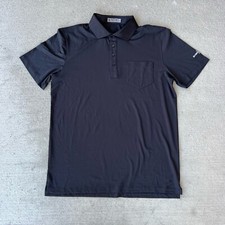 G/Fore Men  s Solid Black Golf Polo Shirt Performance Stretch Size Large