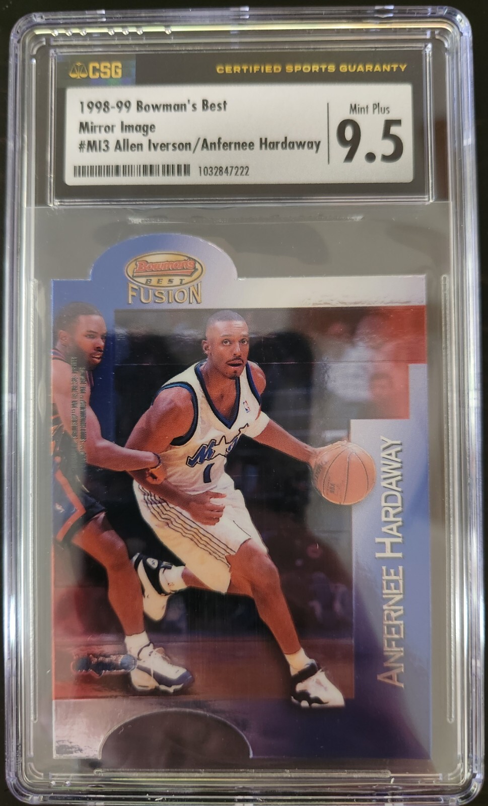 ANFERNEE HARDAWAY / ALLEN IVERSON 1998-99 BOWMAN'S BEST MIRROR IMAGE CSG 9.5