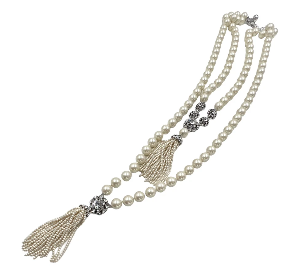 Kate Spade Necklace New York Putting on the Ritz Tassel Pearl Double Crystal gyu - Image 3 of 4