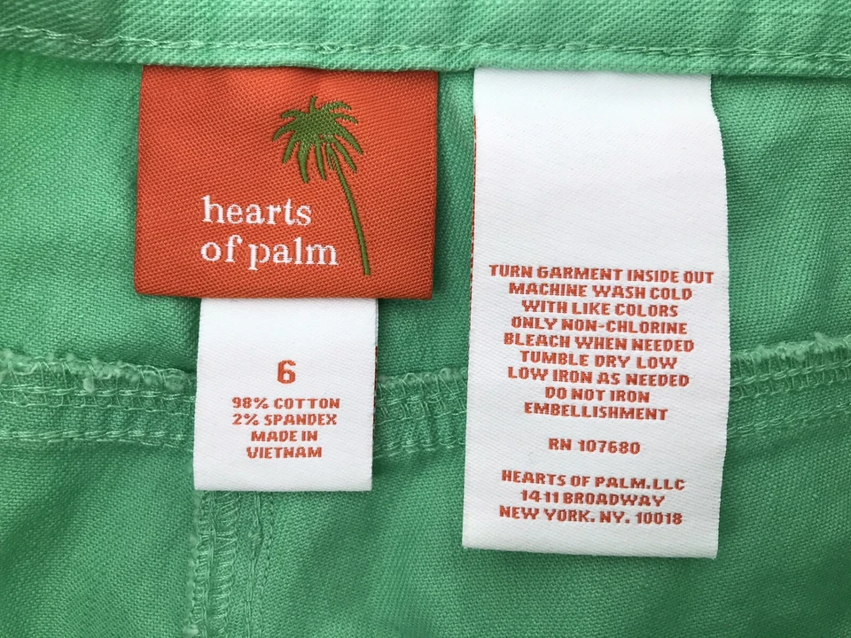 Hearts Of Palm Crop Stretch Pants Womens Size 6 Elastic Waist Mint Green 28x24 - Image 4 of 4