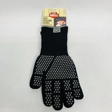 🍖✅ EXPERT GRILL SILICONE DOTTED HEAT RESISTANT BBQ GLOVES BLACK COLOR ONE SIZE