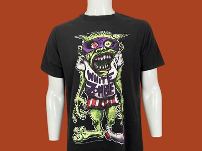 Vintage White Zombie Freakazoid 666 Band Goth Metal Black 1995 T