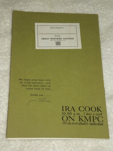 NEW Cond 1965 KMPC 710 Los Angeles Radio Ira Cook "I. COOK...a LUAU !" Booklet - Picture 3 of 3