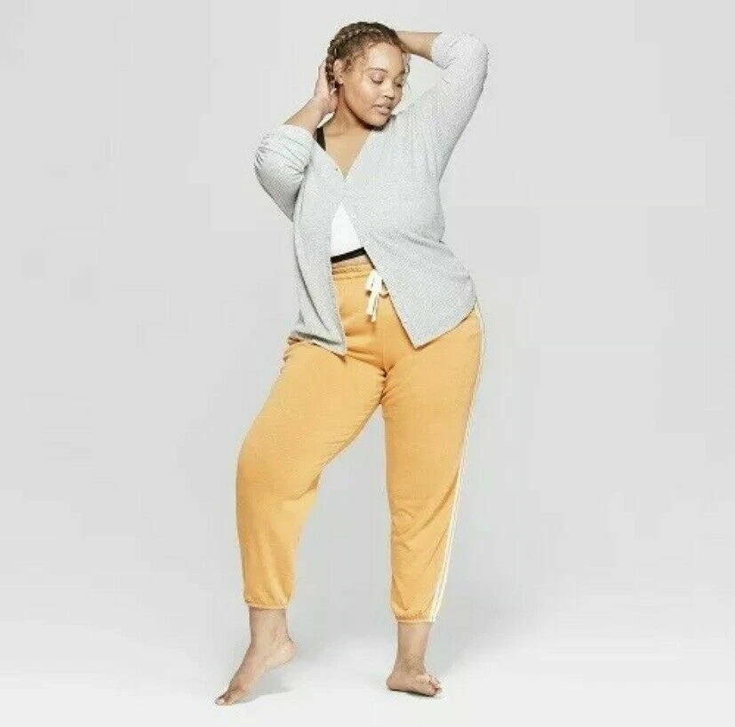 Colsie Women's Plus Size Lounge Jogger Pants Amber Sun Yellow 3X Free Ship  NWT