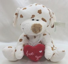 9 Puppy Dog White Brown Heart Love You Plush Stuffed Animal Royal Plush New
