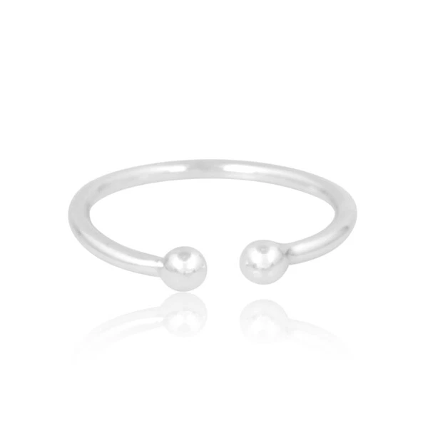 Sterling Silver Double Ball Open Band Ring For Daughter Graduation Gift Jewelry - Image 2 of 4