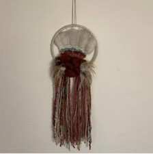 Vintage Handmade macram dream catcher Wall hanging feathers Western