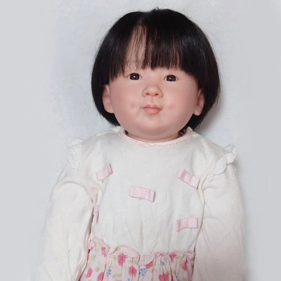 Muñeca bebé renacida terminada de 28"" niña linda tela facial cuerpo regalo hecho a mano Foto 3 de 3