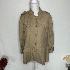 Coldwater Creek Tan Linen Blend Utility Jacket