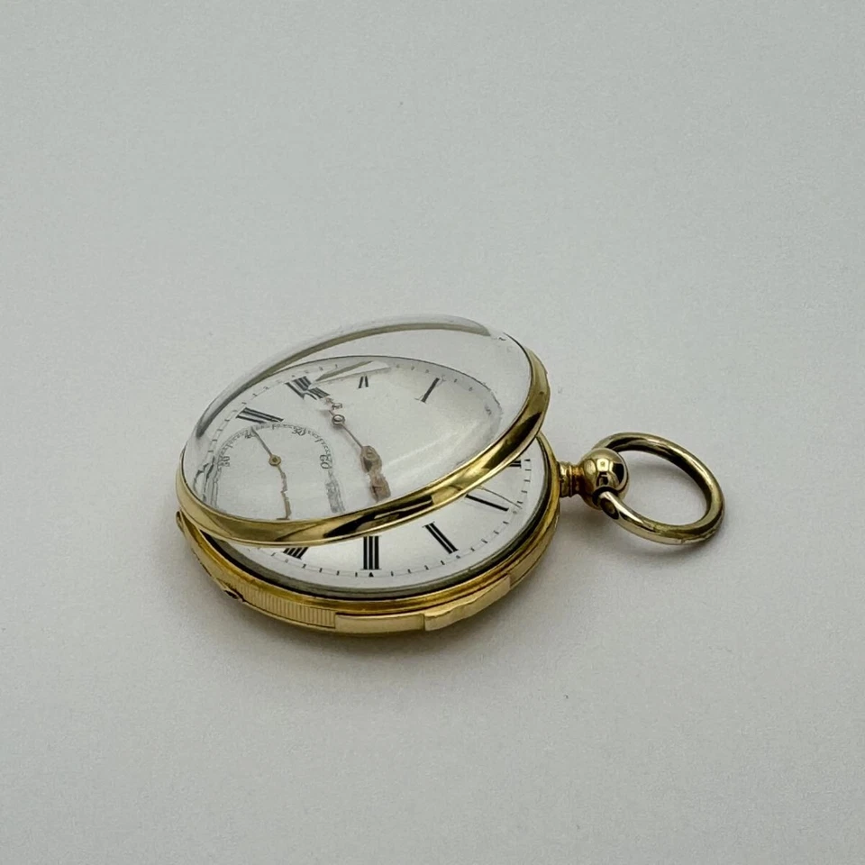 TASCHENUHR 18K 750 GOLD HANDAUFZUG 74G Viertel Stunde Repetition Moustache Anker - Bild 3 von 4