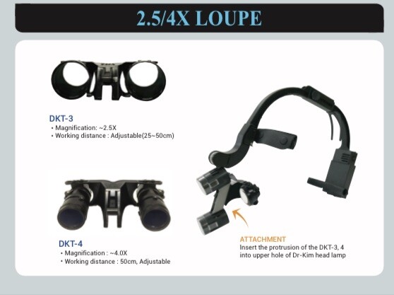 2.5x Dr. Kim Magnifying Lenses (DKT-3 Telescope). Attached to Dr