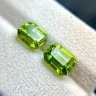 6.60cts Pair Sizzling Green Natural PERIDOT Gemstone Octagon Pakistan Certified