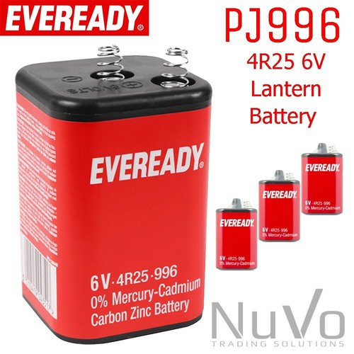 EVEREADY TORCH LANTERN BATTERY 6 VOLT 6V PJ996 4R25R 908 996 430 BATTERIES eBay
