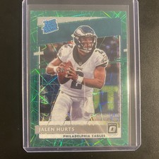 2020 Donruss Optic Rated Rookies Jalen Hurts #164 Green Velocity Prizm (Corner)