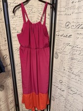 Old Navy Womens XL Pink Orange Colorblock Halter Maxi Dress Festival Boho Cruise
