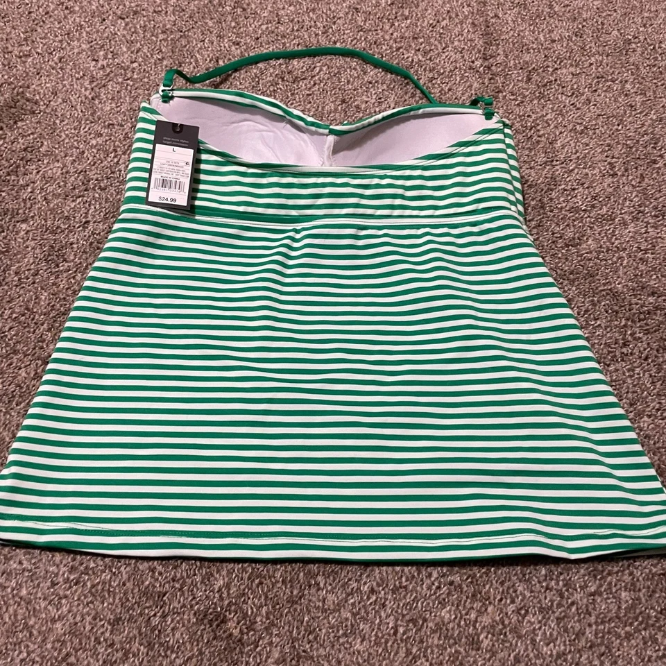 Traje de baño Tankini verde blanco a rayas talla grande Target Foto 2 de 3