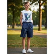 Athletic Works Shorts Boys XL 14-16 Navy Blue Excellent DriWorks Activewear