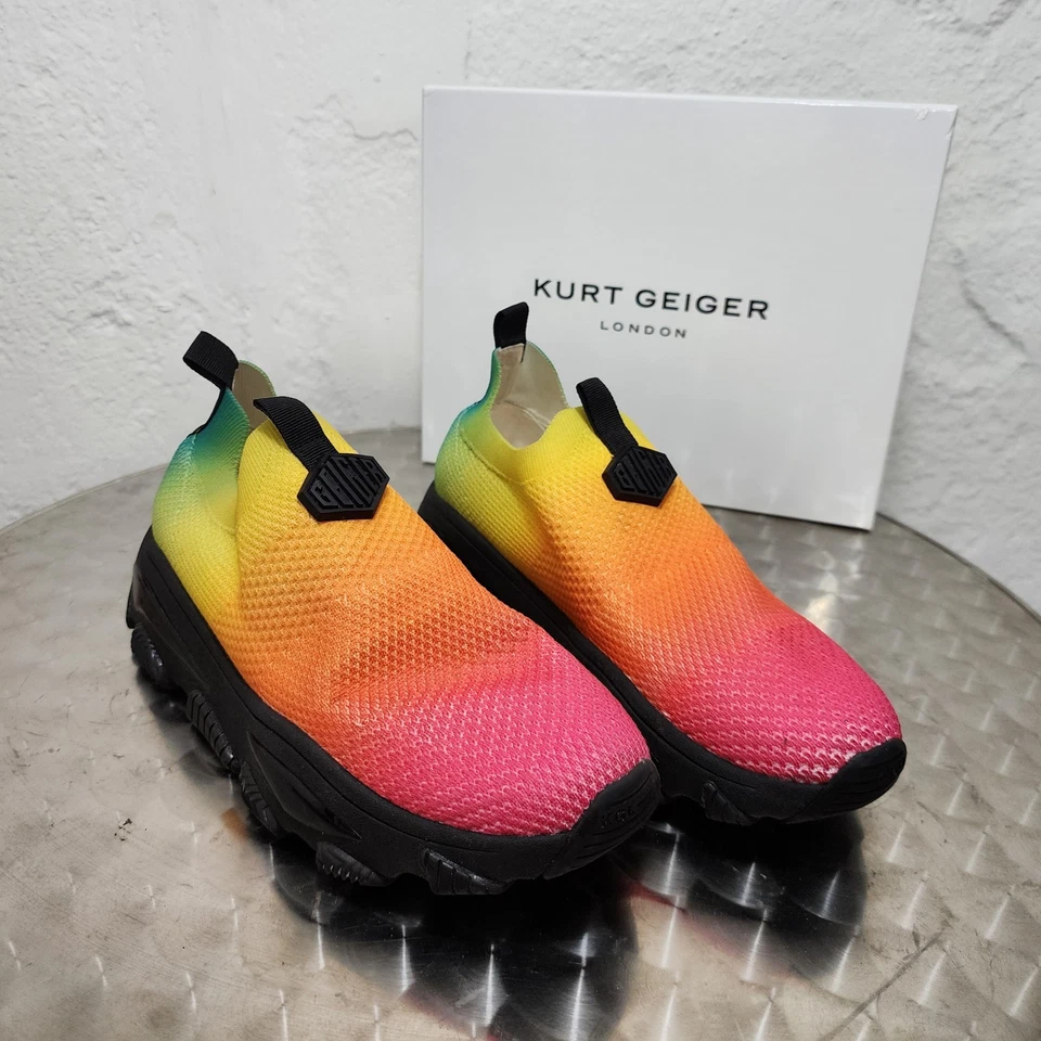 RARE Kurt Geiger London Lettie Knit Rainbow Ombre Sneaker Trainers size 41 US 10 - Image 2 of 4