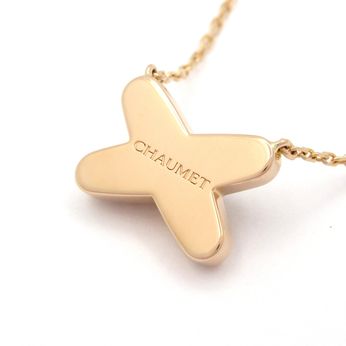 Auth CHAUMET Jeux de Liens 083221 18K Rose Gold Diamond 2****** Necklace