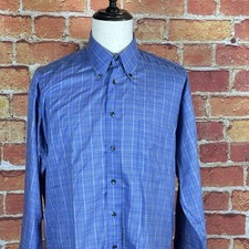 Burberry London Long Sleeve Button Down Shirt Men's Size Large Blue Plaid