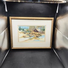 Framed Watercolor Print of Rustic Barn in Rustic Wood Frame — listing 6