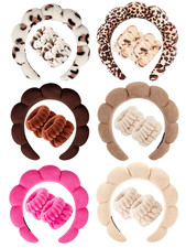 Multicolor Spa Headband Set With 2 Wristbands For Skincare And Makeup