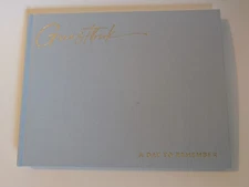 ZICOTO Elegant Guest Book Blue Linen Wedding Baby Shower Event Polaroid Wishes