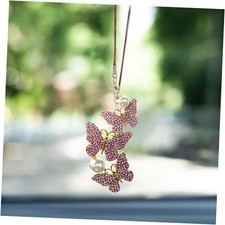 Bling Butterfly Diamond Car Hanging Accessories, Lucky Rhinestone Crystal Pink