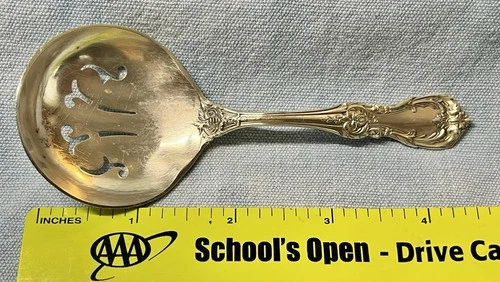Reed & Barton Francis I or Burgundy Sterling Silver Pierced Bonbon Spoon 4-3/4”