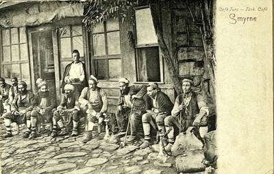 Smyrne Turkey Turkish Cafe Hookah c1905 Vintage Postcard Türkiye