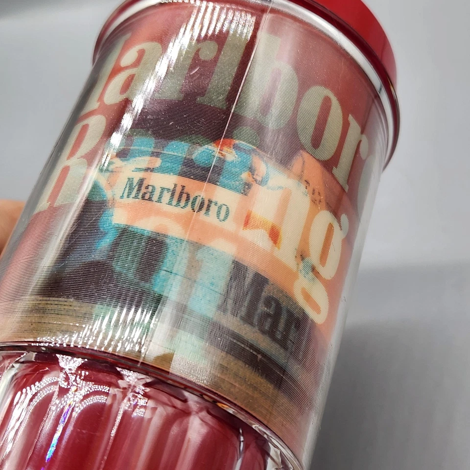 Vintage Marlboro Racing '91 Insulated Mug Red Plastic Handle Promo Tumbler Cup - Image 2 of 4